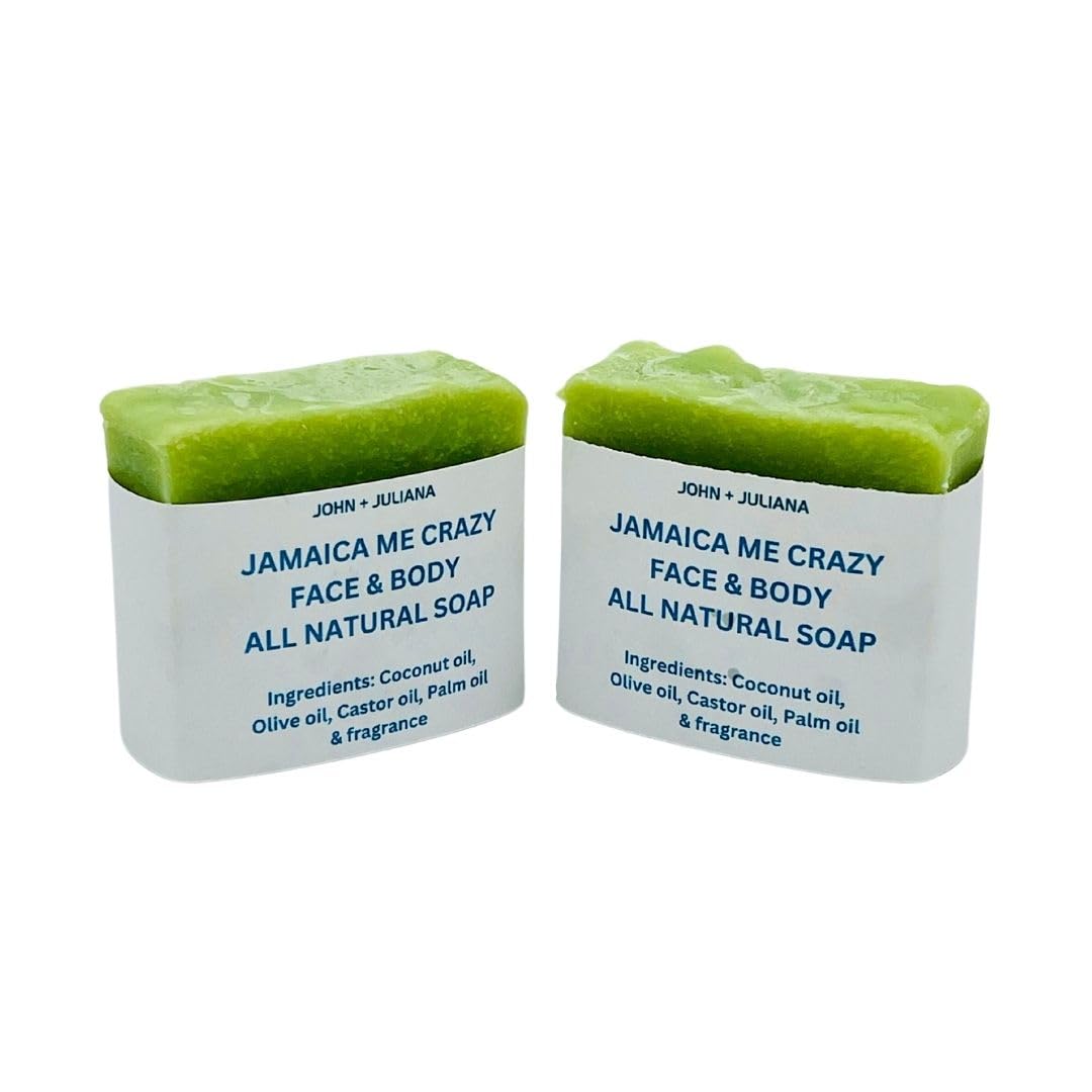 Natural Handmade Soap - 2 Bars with Soap Saver - Luxury Spa Soap - Best for Face, Body, and Hair - Moisturizing and Nourishing for Most Skin Types (Jamaica Me Crazy)
