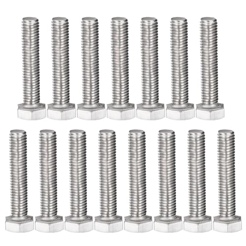 Image of MroMax 15Pcs M8-1.25 Hex Bolts, M8 x 40mm Hex Head Screws Bolts | 304 Stainless Steel 18-8, Fully Threaded, External Hex Drive, for Medium Hinge and Steel Structure Joint Connection