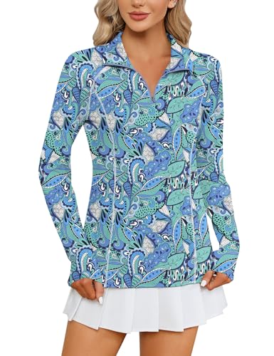 Image of LOMON Women Long Sleeve Shirts Sun Protection 1 /4 Zip Summer Quick Dry Hiking Shirts Quarter Zip Pullover for Women