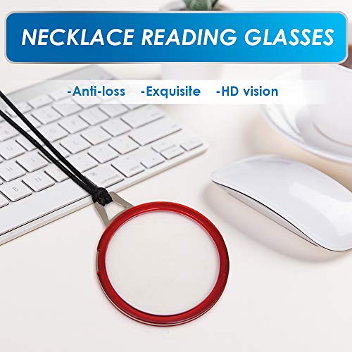 TERAISE Necklace Reading Glasses Novel Pendant Readers Lightweight Portable Anti-loss Reading Glasses with Exquisite Metal Case for Women and Men(1.0X) - Image 2