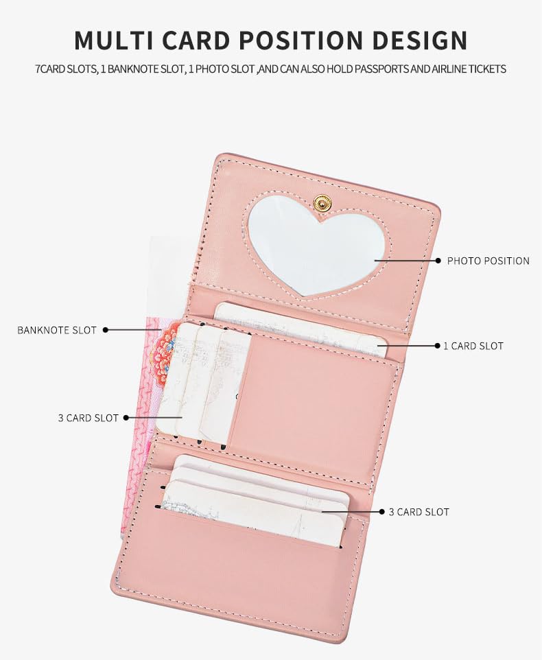 Preppy Small Portable Cute Wallets for Women Vintage Y2K Bifold Wallet Card Holder Goth Grunge Accessories (Blue,Onesize)4