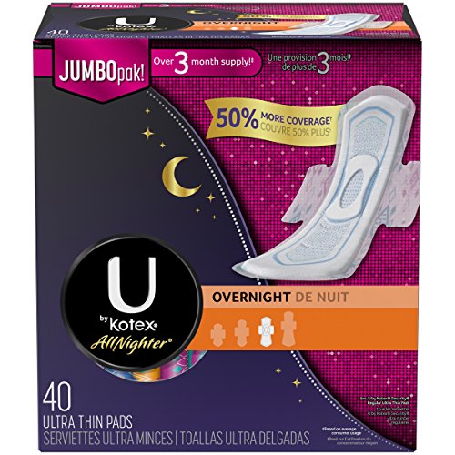 Image of U by Kotex Sanitary Napkin, Allnighter Overnight Ultra Thin, 40 Pads