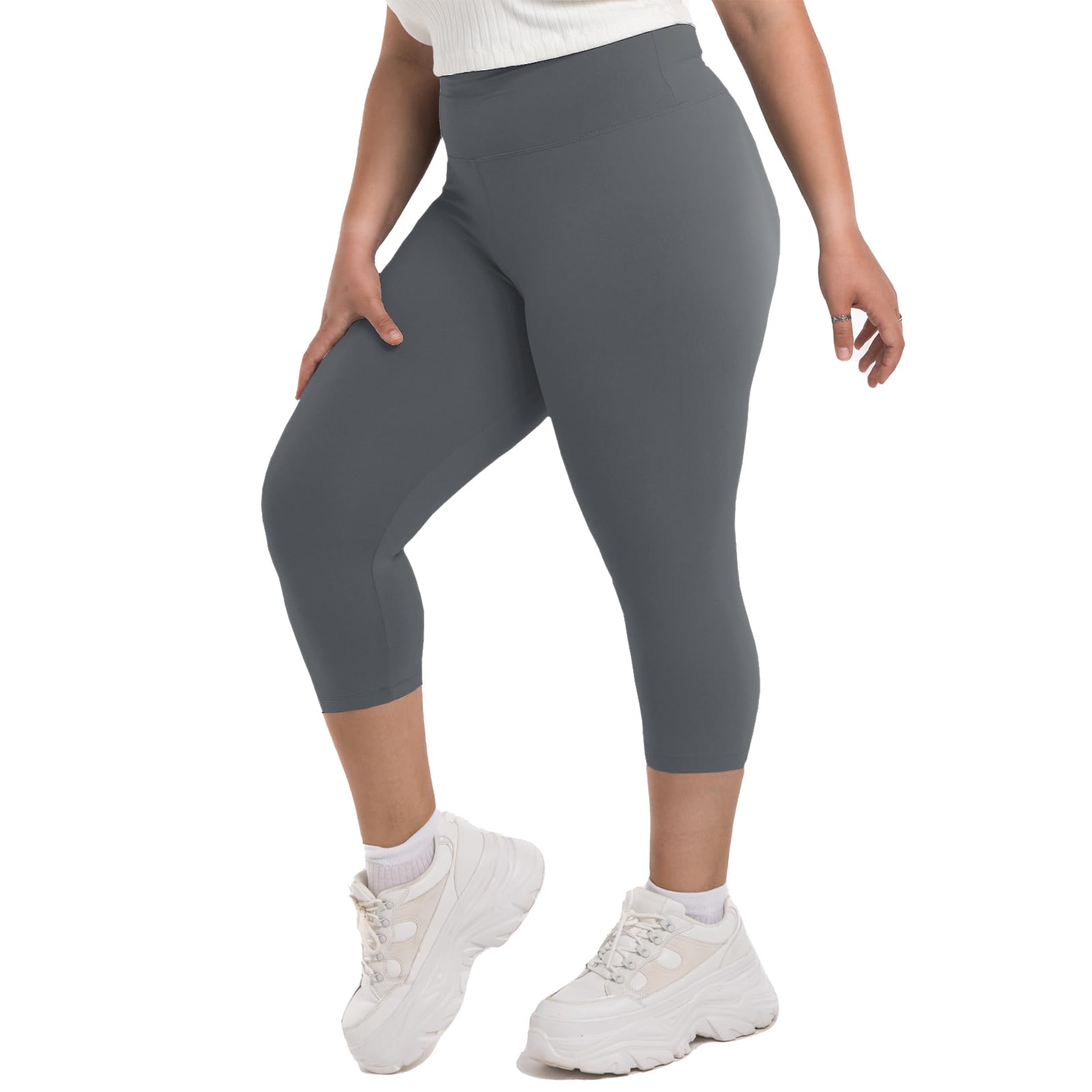SINOPHANT Plus Size Leggings for Women, High Waisted Tummy Control Buttery Super Soft Black Yoga Pants for Workout Running