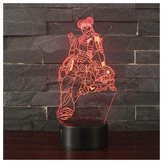ZWANDP 3D Illusionslampe LED Nachtlicht Acryl 7 Farbwechsel Touch Button Apex Legends Lifeline Tischlampe Geburtstagsgeschenke Kindergeburtstag Weihnachtsgeschenke