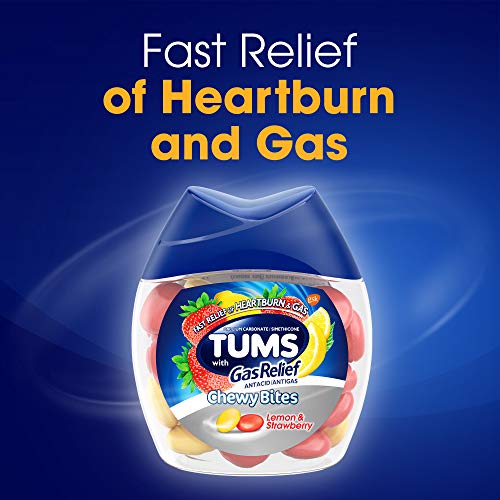 Tums Chewy Bites Chewable Antacid Tablets With Gas Relief, Lemon & Strawberry - 54 Count #TOP3