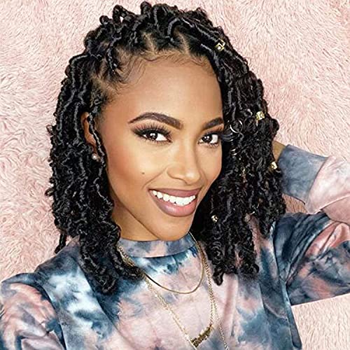 BooYoor 6 Packs Butterfly Locs Crochet Hair 12 Inch Handmade Butterfly Faux Locs Crochet Hair Pre Looped Distressed Locs Crochet Braids (12Strands/Pack,1B#)