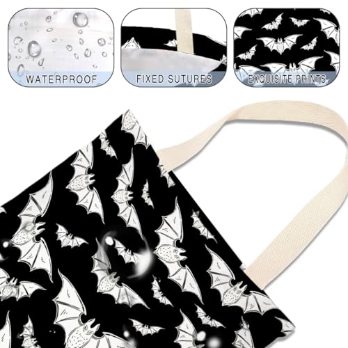 Image of IRADA Car Trash Bag Hanging No Snap Small Garbage Bag for Car Back Seat Cute Printed One-Handed Strap Trash Bags Car Accessories-Halloween Bat Car Trash Bags