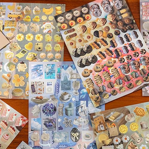 Image of 30 Sheets Japanese Aesthetic Sticker Book with Hard Matte Cover, Dreamcore Ocean Theme Foil & Texture Stickers for Journaling, Scrapbooking & Planner Decoration