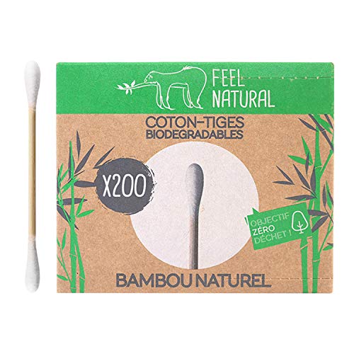 Boîte 200 Cotons tiges blanc Bambou Feel Natural Cover