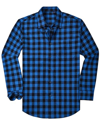 Alimens & Gentle Men's Blue Plaid Flannel Shirt