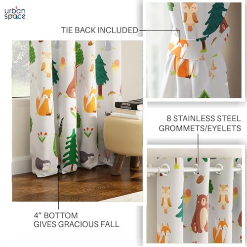 Image of Urban Space Digital Printed Blackout Curtains for Long Door Bedroom, 80-85% Room Darkening Blackout Kids Decorative Curtains, 1 Piece Curtain with Eyelets and Tieback (Long Door 8 Ft, BugsBunny)