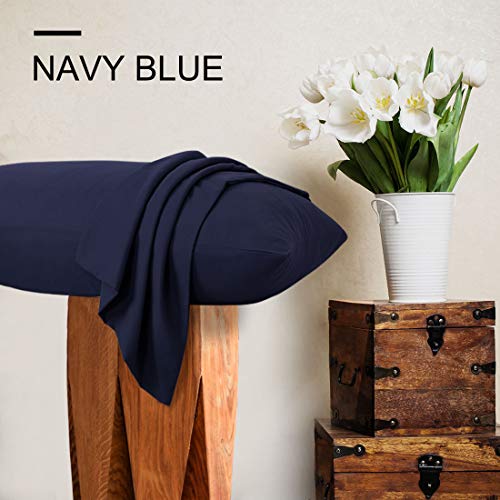 Taies d'oreiller bleu marine en microfibre brossée PiccoCasa lot de 2 avec fermeture Éclair - 3