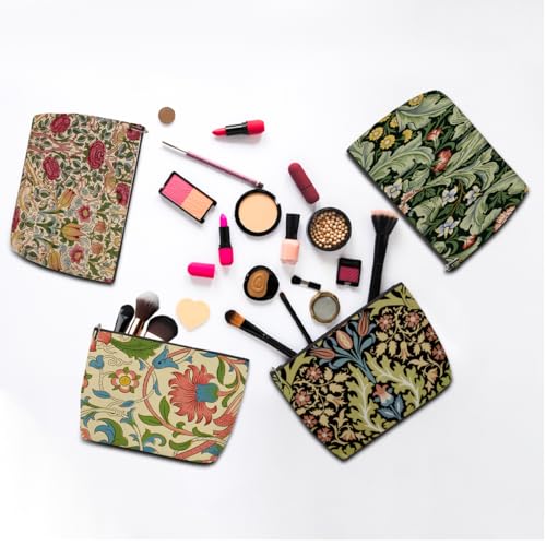4 Pieces Makeup Bag Classic Flower Botanical Floral Aesthetics Skincare Bag Travel Toiletry Bag Makeup Pouch Cosmetic Bag Friendship Thank You Gifts for Women Aunt Girls Friends Bestie Manager Boss4
