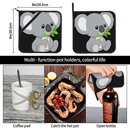 Green Leaf Koala Pot Holders Sets Of 2 Heat Resistant Non-Slip Potholder For Microwave Cooking Baking Oven End Dishes And Bbq #TOP7