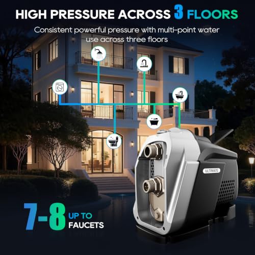Image of 750W Whole House Water Pressure Booster Pump, 100-240V, Up to 80 PSI