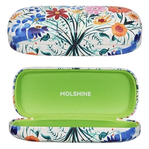 molshine Custodia rigida per occhiali da sole, classica grande custodia per occhiali da sole per donne e uomini, occhiali da sole, Fiore giallo., Medium