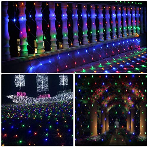 9.8ft x 6.6ft 200LED net Lights, Outdoor Christmas Decorative mesh Lights with 8 Working Modes for Holiday, Party, Wedding, Garden, Christmas Decorations (Multicolor)