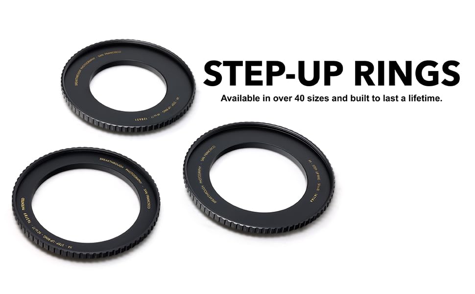 Image of Breakthrough Photography 58mm to 72mm Step-Up Lens Adapter Ring for Filters, Made of CNC Machined Brass with Matte Black Electroplated Finish