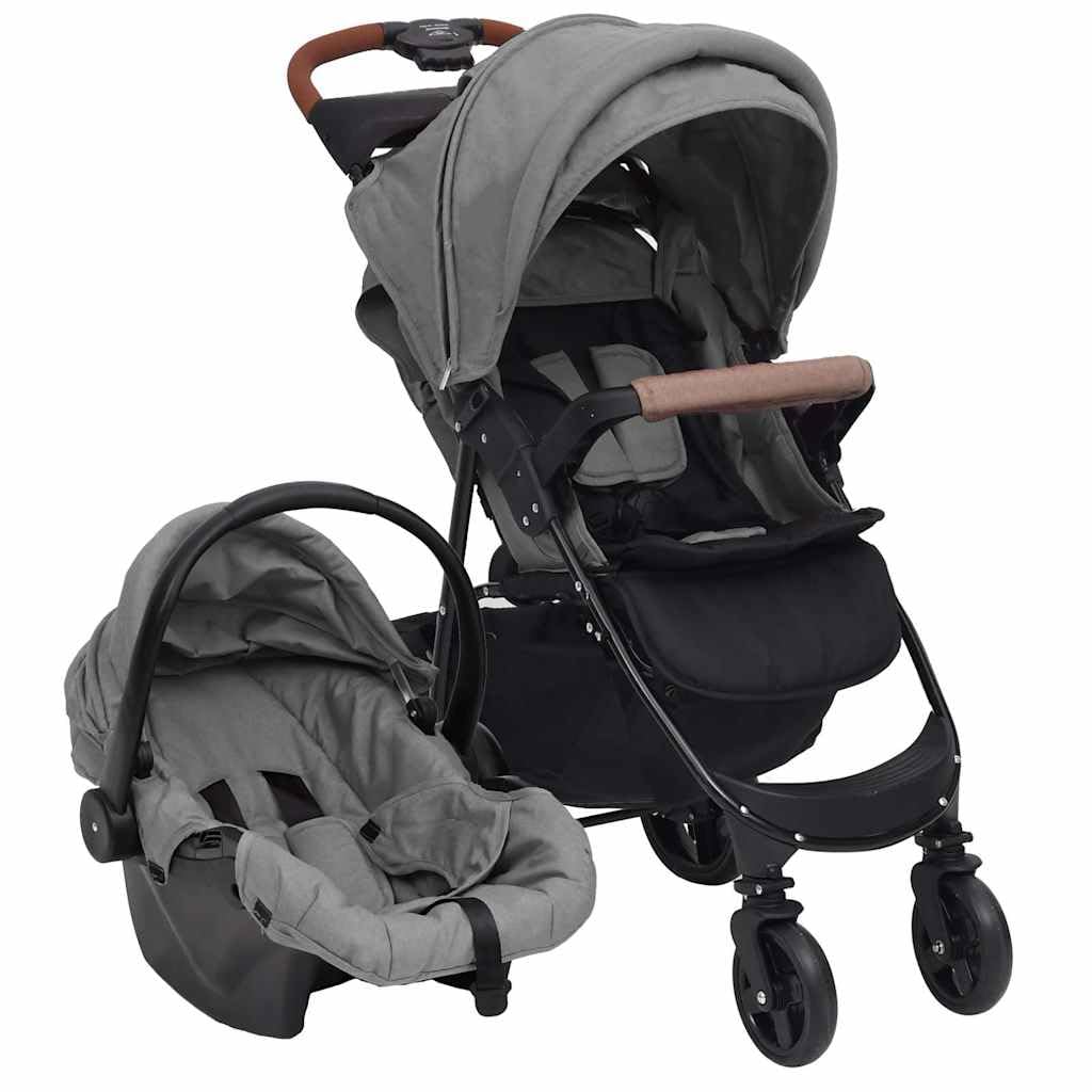 Passeggino combinato 3 in 1 con telaio in acciaio, grigio chiaro