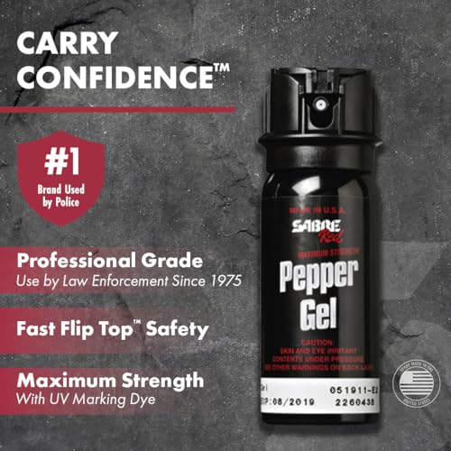 SABRE Tactical Pepper Gel With Belt Holster For Easy Carry, Maximum Police Strength OC Spray, Quick Access Fast Flip Top Safety, Tactical Design For Security Professionals, 1.8 fl oz - Image 3