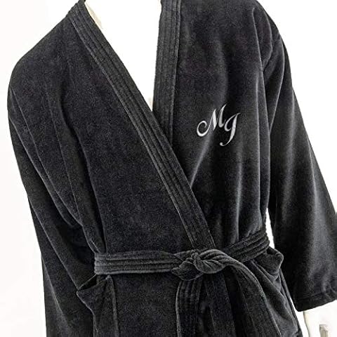 MEN PERSONALIZED MONOGRAM + NAME KIMONO BLACK BATHROBE - SIZE: XL (XL) Cover