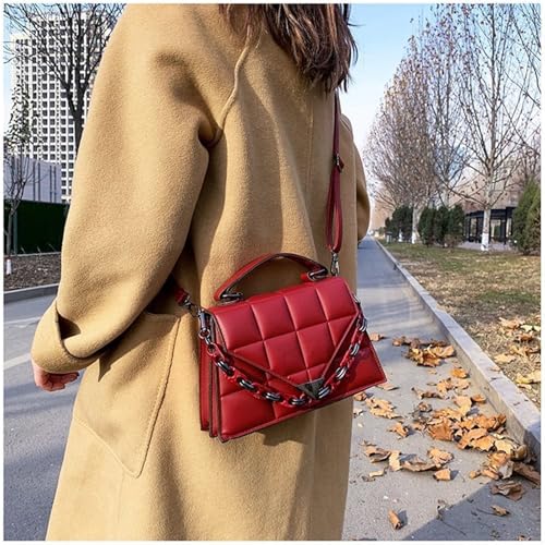 Small Quilted PU Leather Crossbody Bag for Women Quilted Purse Cresent Shoulder Bags Rhombus Pattern Handbags3