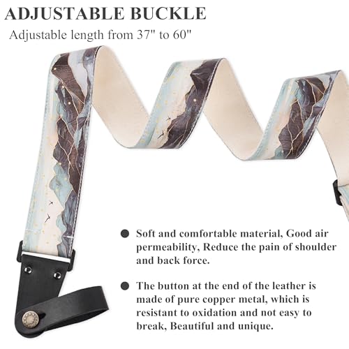Image of Adjustable Guitar Strap Includes 2 Strap Locks & 2 Matching Picks & 1 Picks Holder & 1 leather Strap Button.