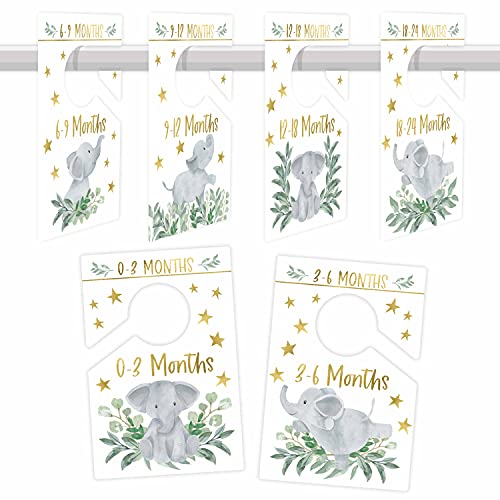 Image of Hadley Designs Baby Closet Dividers (6-Pack) - Nursery Organizer, Baby Size Closet Dividers for Boy & Girl, Durable Plastic, Double-Sided (Elephant)
