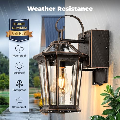 Image of Gleamz Porch Lights Outdoor with GFCI Outlet, Dusk to Dawn Outdoor Lighting