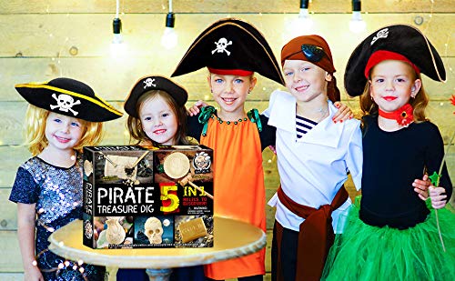 JUGUETES - Kit de excavación de tesoros piratas, 5 ladrillos, kits de excavación de tesoros, juguetes piratas, kits de excavación interactivos, juguetes de excavación interactivos, gran regalo de 9