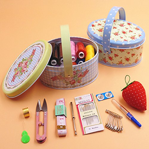 Generic A DIY Sewing kit Set with Metal Storage Box Thread Needle