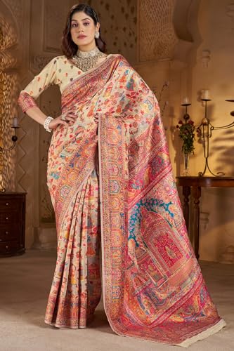 Image of SGF11 Women's Kanjivaram Pure Soft Silk Saree With Unstitched Blouse Piece