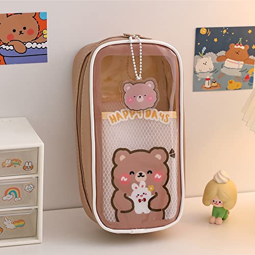 DASHENG Kawaii Federmäppchen, niedliches Federmäppchen für Mädchen, ästhetisch, klar, große Kapazität, Bleistift-Organizer-Tasche, Teenager-Mädchen für Schulbedarf Cover
