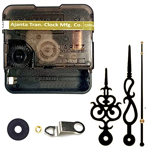 Image of QEWINOX Combo of Ajanta Mfg. Battery Operated Plastic Ticking Wall Clock Movement Machine with Hands (Made in India 100%) (Black 3)