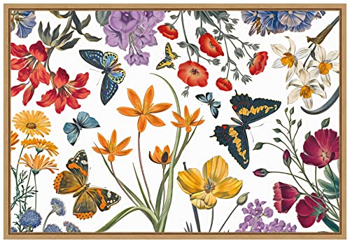 Amanti Art Framed Canvas Wall Art 16x23 Butterfly Garden VI by Wild Apple Portfolio, Framed Wall Art Canvas, Flowers Artwork, Modern Decor, Medium Poster Painting for Living Room, Bedroom, Bathroom,