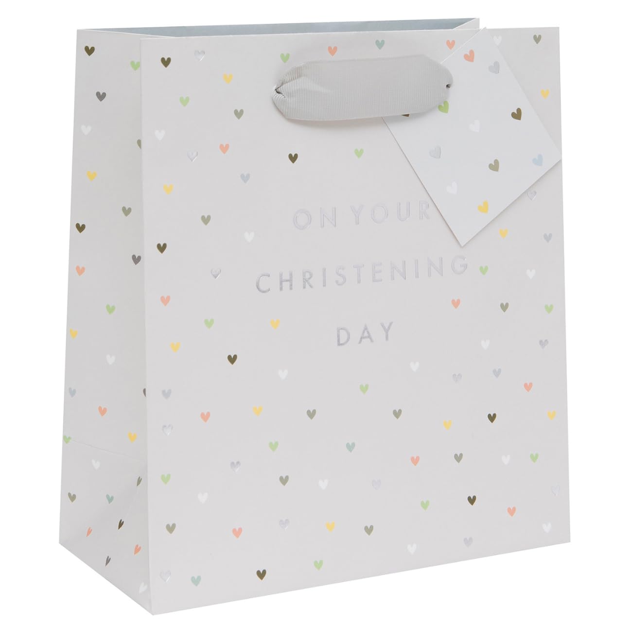 Glick Luxury Medium Gift Bag, for Christenings 200x225x100mm, Unisex, White