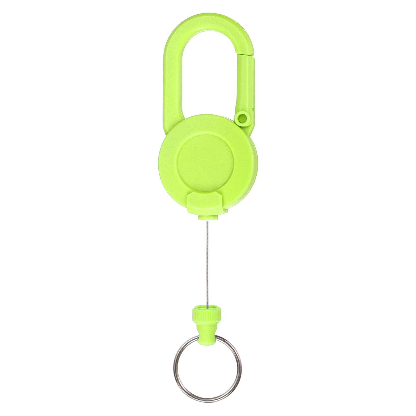 PATIKIL Heavy Duty Retractable Keychain, Retractable ID Badge Holder Reel with 23.6" Steel Cord Key Ring Clip & Round Clasp for ID Cards Keys Golf Fishing Items, 1 Pack (Green)