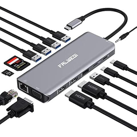 FALWEDI 14 in 1 USB C Laptop Docking Station Cover