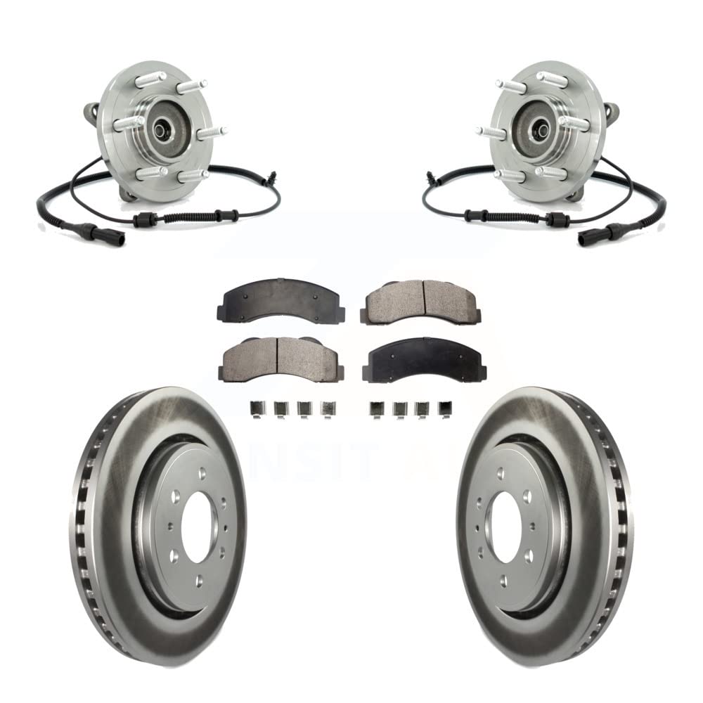 Transit Auto - Front Hub Bearing Assembly With Coated Disc Brake Rotors And Semi-Metallic Pads Kit For 2010-2010 Ford Expedition Lincoln Navigator 4WD KBB-103845
