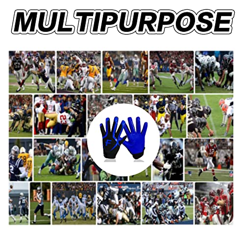 Football Gloves Youth Adult Pro 3.0 Upgrade Ultra Stick Palm Receivers Flexible Silicone High Grip Receiver Glove For Kids Boys Men Women(Youth Small, Blue) #TOP6
