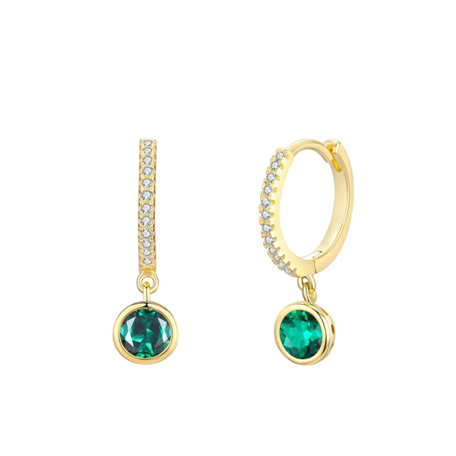 Wycian Pendientes de aro para mujer, oro de 9 quilates, 14 quilates, 18 quilates, topacio azul y bisel de moissanita, aretes de tuerca para mujer