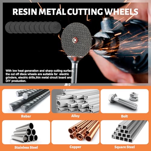 55pcs Cutting Wheels Set for Dremel Rotary Tool,10pcs Resin Cutting Discs,10pcs Diamond Cutting Wheels,6pcs HSS Circular Saw Blades,20pcs Sanding Drum for Cutting Metal,Wood - Image 5