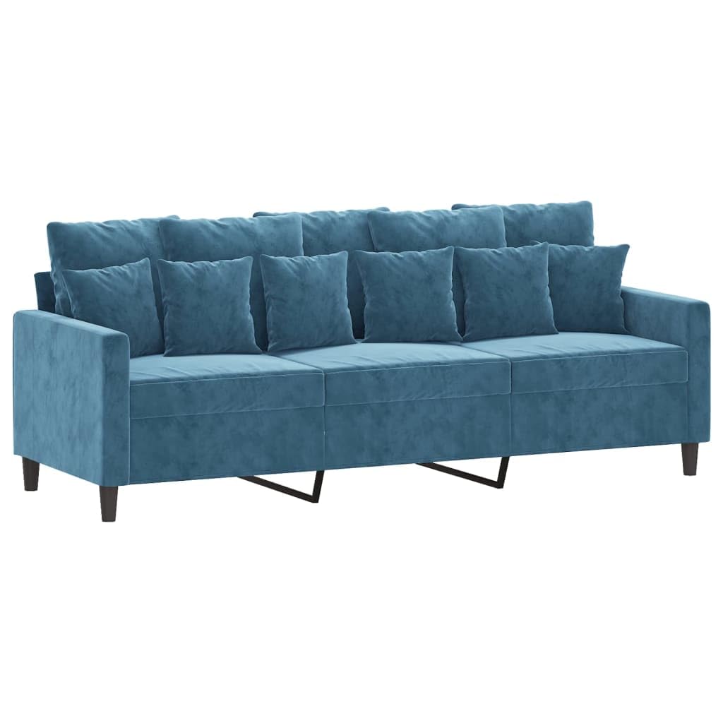 Set Canape 2 Pezzi Velluto Blu | Struttura contropiastra e metallo, seduta imbottita, 110 kg per sedile, confortevole per soggiorno