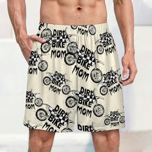 Dirt Bike Mom Men's Pajama Bottoms Lounge Pj Shorts Stretch Sleep Shorts for Home Vacation Beach2