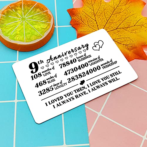 9 Year Anniversary Card,Gift Idea For Husband Wife 9Th Anniversary,Funny 9Th Anniversary Present For Her Him,Engraved Wallet Card Inserts For Couples 9Th Wedding Anniversary,Ninth Year Anniversary Gif #TOP6