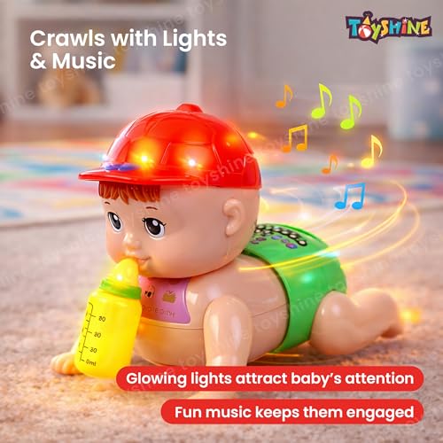 Image of Toyshine Battery Powered Cute Adorable Crawling Baby with Dazzling Lights and Dynamic Sound Musical Interactive Toy for Babies & Kids