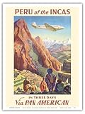 Peru of the Incas - Pan American Airways (PAA) - Vintage Airline Travel Poster by Paul George Lawler c.1938 - Master Art Print (Unframed) 9in x 12in