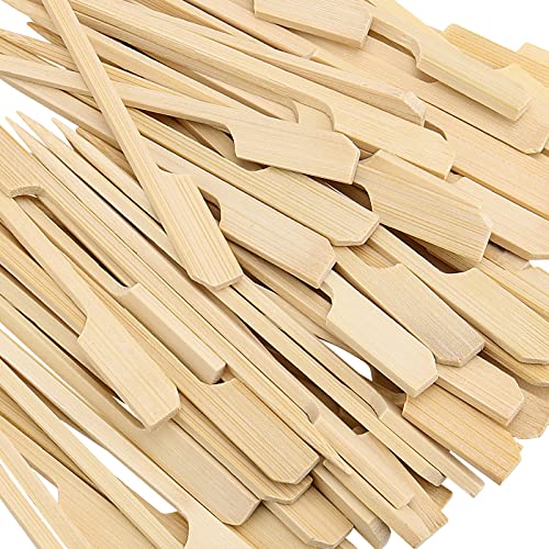 SINJEUN 1000 PCS 12cm Bamboo Paddle Skewers, Wooden Flat Paddle Burger Skewers - Image 3