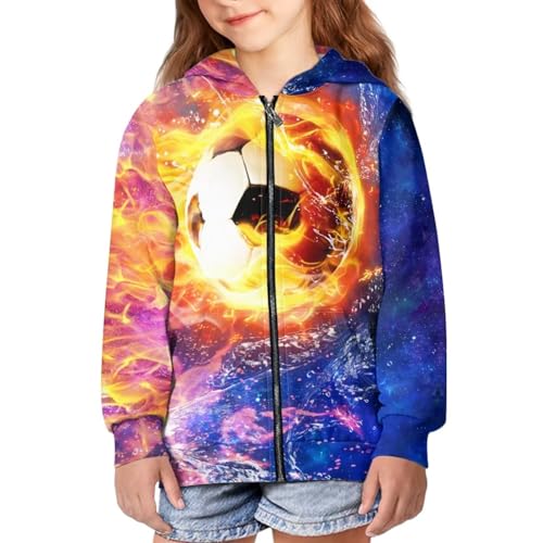 HUIACONG Football Sweatshirt Kids Zip Up Hoodie for Boys 11-13 Soccer Long Sleeve Jacket with Pocket Full Zipper Hooded Outerwear Coat Fall Top Pullover with Pocket Novelty Shirt2