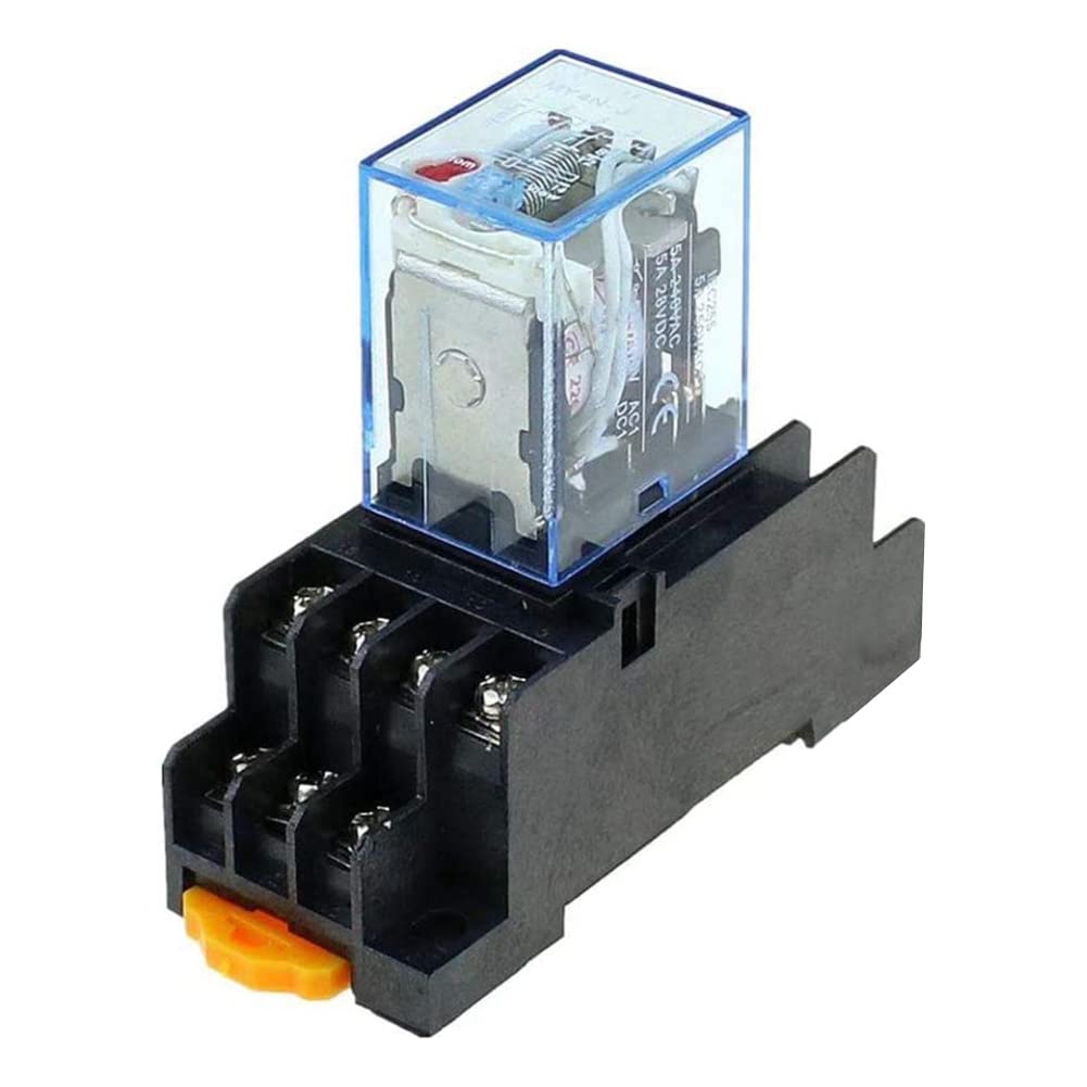 10Pc MY4NJ 14PIN 4DPDT Mini Relé ElectromagnéTico ElectróNico 5A Bobina con Base de Enchufe PYF14A AC 220V